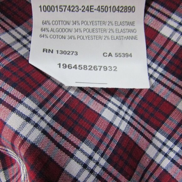 Wrangler Men's Long Sleeve Classic Fit Plaid Snap Western Shirt - Burgundy - Picture 3 of 3
